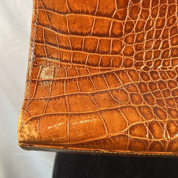 Neiman Marcus Leather Croc Patterned Shoulder Bag  Classic Business Date Night - Picture 9 of 15